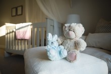 Soft Toys On Sofa At Home