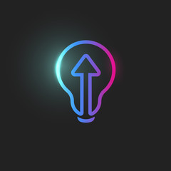 Aufkleber - Arrow, straight ahead directioion, light bulb icon, abstract lightbulb, web icon, linear innovation, idea logo template. Education skill up vector sign,creative design illustration on black background
