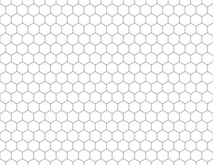 Poster - White hexagons shape pattern background. Simple seamless mesh texture. Abstract illustration.