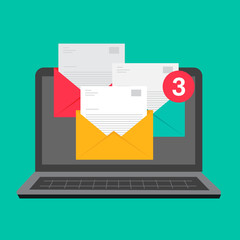 Poster - message inbox notification, email alert, email marketing vector illustration