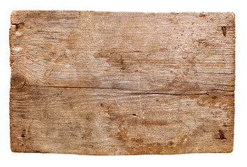 Wall Mural - old wooden boards isolated on white background. close up of an empty wooden sign