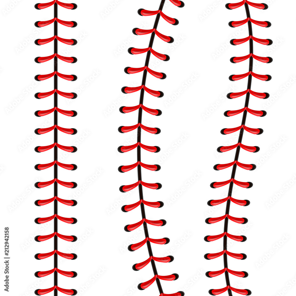 Creative vector illustration of sports baseball ball stitches, red lace ...