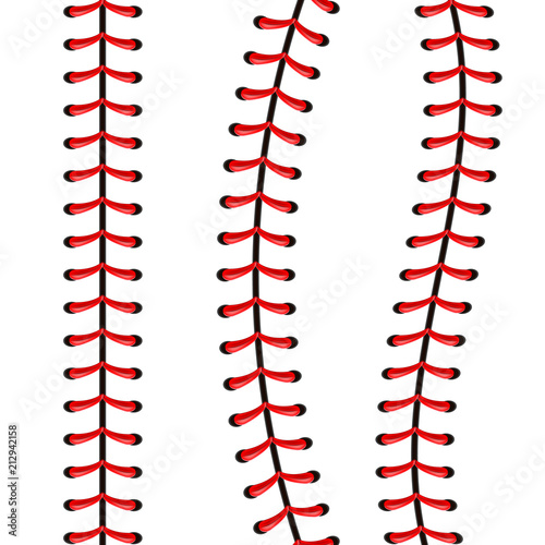 Fotografía Creative vector illustration of sports baseball ball stitches, red lace seam isolated on transparent background