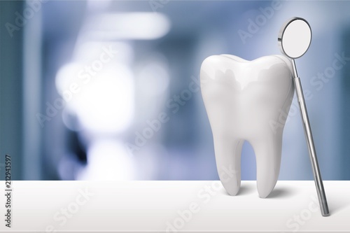 Fototapeta na szkło Lusterko ząb i dentysta