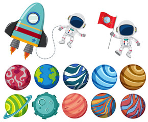 Wall Mural - A Set of Solar System Element
