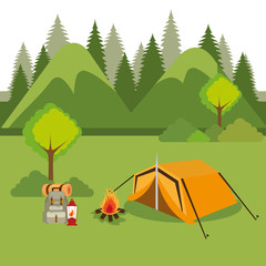 Poster - camping zone with tent scene