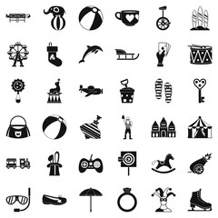 Wall Mural - Fun circus icons set. Simple style of 36 fun circus vector icons for web isolated on white background