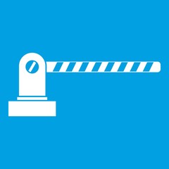 Poster - Parking barrier icon white isolated on blue background vector illustration