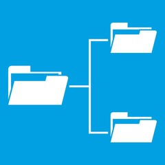 Poster - Folders structure icon white isolated on blue background vector illustration