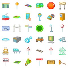 Poster - City navigation icons set. Cartoon style of 36 city navigation vector icons for web isolated on white background