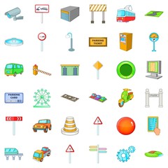 Poster - City gps icons set. Cartoon style of 36 city gps vector icons for web isolated on white background