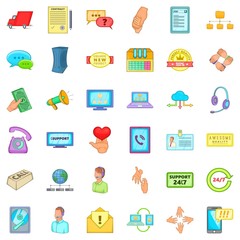 Poster - Support icons set. Cartoon style of 36 support vector icons for web isolated on white background