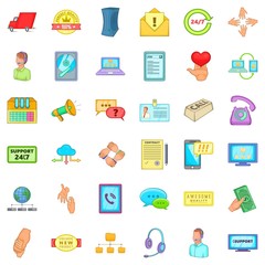Poster - Free support icons set. Cartoon style of 36 free support vector icons for web isolated on white background