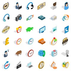 Poster - Office icons set. Isometric style of 36 office vector icons for web isolated on white background