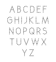 Aufkleber - Vector dotted line font. Modern geometric stylized letters.