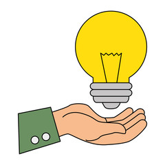 Canvas Print - hand with bulb light energy