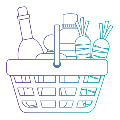 Wall Mural - shopping basket with supermarket products vector illustration design