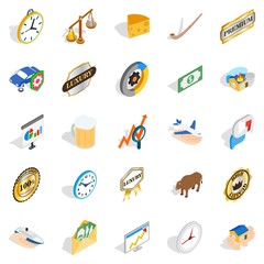 Poster - Currency icons set. Isometric set of 25 currency vector icons for web isolated on white background