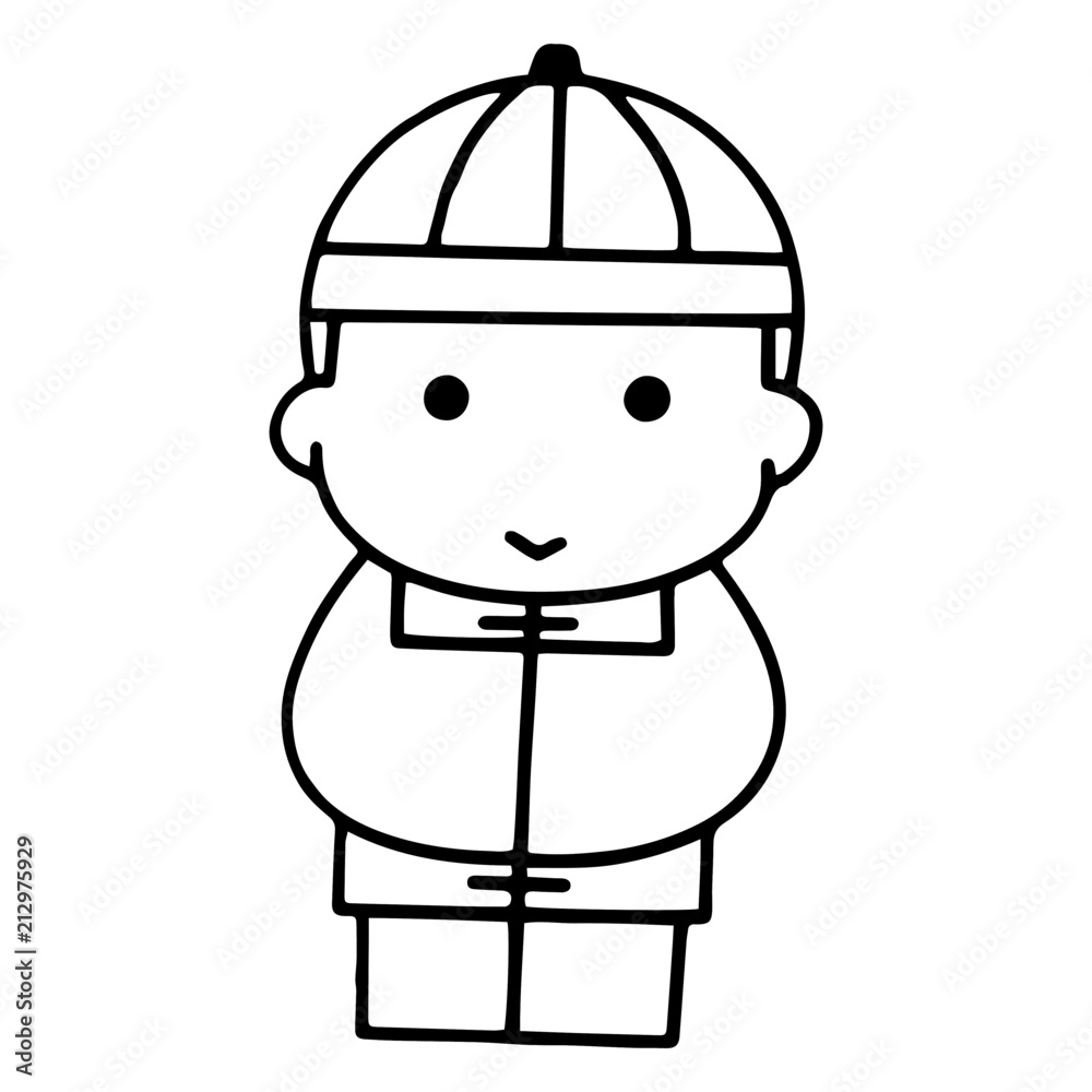 Chinese people cartoon illustration isolated on white background for  children color book 素材庫向量圖| Adobe Stock, image size:1000x1000