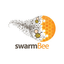 Swarm Bee Logo Vector Element. Bee Vector Template