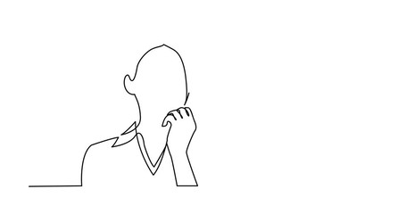 Poster - Animation of continuous line drawing of woman thinking about problems