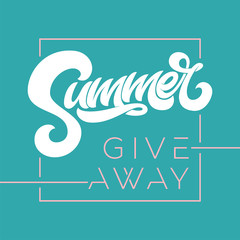 Wall Mural - Giveaway banner for summer contests in social media. Vector template for banner, poster, flyer, ad, print design. Vector illustration.