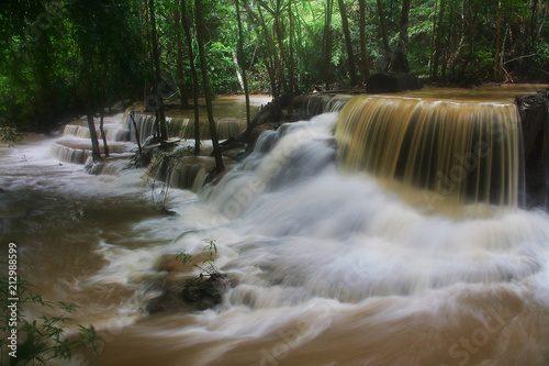 A beautiful view of Huay Mae khamin waterfall at Kanchanaburi province in Thailand Canvas