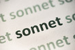 word sonnet  printed on paper macro