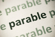 Word Parable Printed On Paper Macro