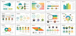 Colorful consulting or workflow concept infographic charts set. Business design elements for presentation slide templates. Can be used for financial report, workflow layout and brochure design.