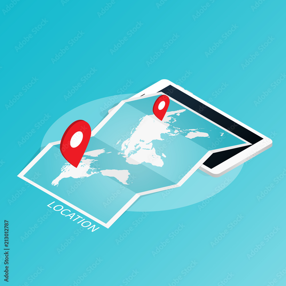 Maps & Navigation location,world map,mobile application isometric ...