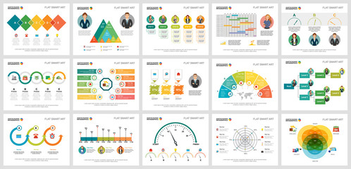 colorful statistics or economy concept infographic charts set. business design elements for presenta