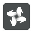 © teracreonte - Icono plano cuatro manos en cuadrado gris
