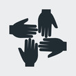 © teracreonte - Icono plano cuatro manos en fondo gris