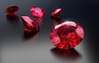 Ruby group on gradient background 3d rendering.