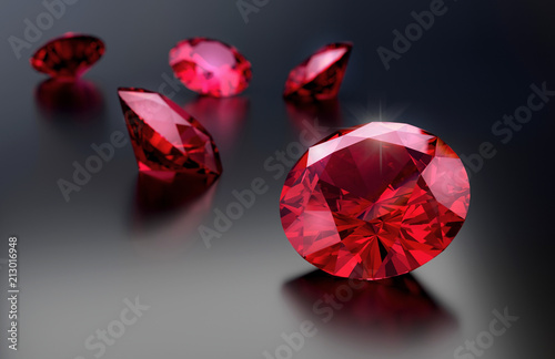 Cuadros en Lienzo Ruby group on gradient background 3d rendering.