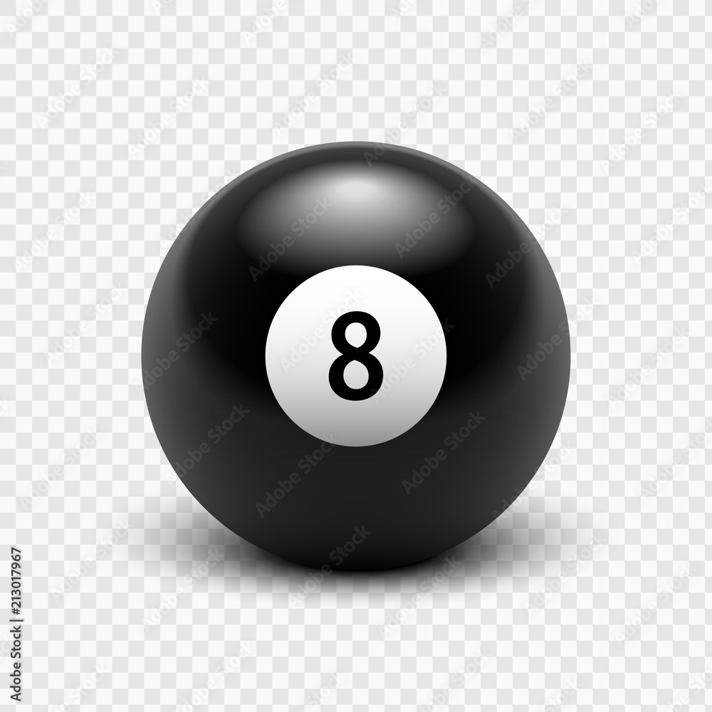 Vector illustration billiards. Eight Ball. Isolated on a transparent background. 8. EPS 10 - obrazy, fototapety, plakaty 