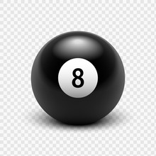 Vector Illustration Billiards. Eight Ball. Isolated On A Transparent Background. 8. EPS 10