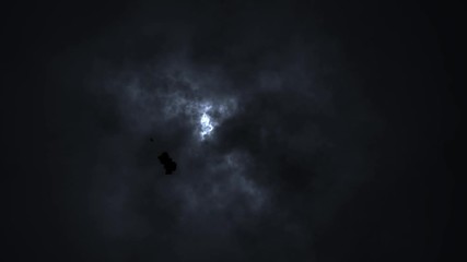 slow motion lightning behind thunderstorm clouds
