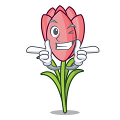 Sticker - Wink crocus flower character cartoon