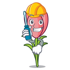 Poster - Automotive crocus flower mascot cartoon