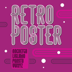 Poster - Vector trendy retro uppercase alphabet letters collection. Disco thin, narrow type font, script from a to z can be used for logo creation. Created using geometric triple stripes.