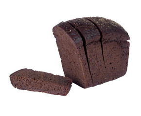 Black rye bread isolated on a white background