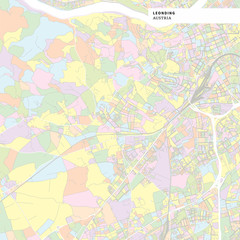  Colorful map of Leonding, Austria