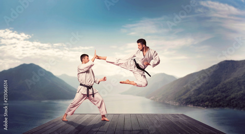 Dekoracja na wymiar  sztuki-walki-kick-in-jump-trening-na-molo