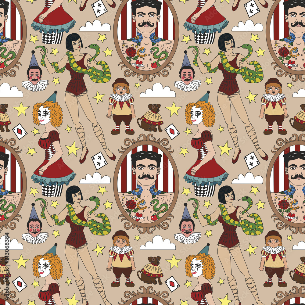 Vintage circus illustrations collection. Stock Vector | Adobe Stock