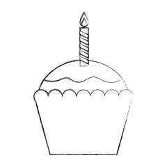 Poster - birthday cupcake with candle sweet pastry