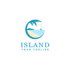 Canvas Print - beach and island logo design, vector design of circular beach icons