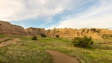 Morning Breaks Over The Hills And Grassland Of Badlands National Park On Notch Trail