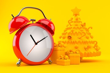 Wall Mural - Christmas background with alarm clock